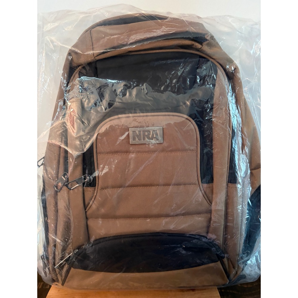 NRA Desert Tan Nylon 18 inch Computer Backpack Bag Travel Tactical Heavy Duty